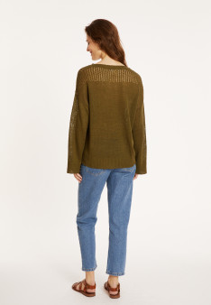 Weitgeschnittener Leinenpullover mit Cut-Out-Ärmeln - Molene