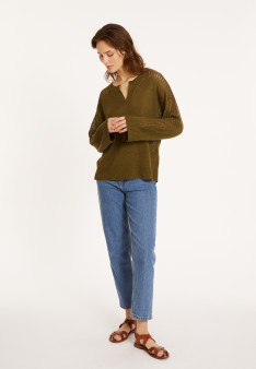 Weitgeschnittener Leinenpullover mit Cut-Out-Ärmeln - Molene