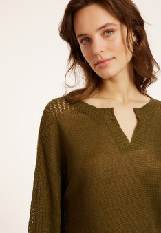 Weitgeschnittener Leinenpullover mit Cut-Out-Ärmeln - Molene