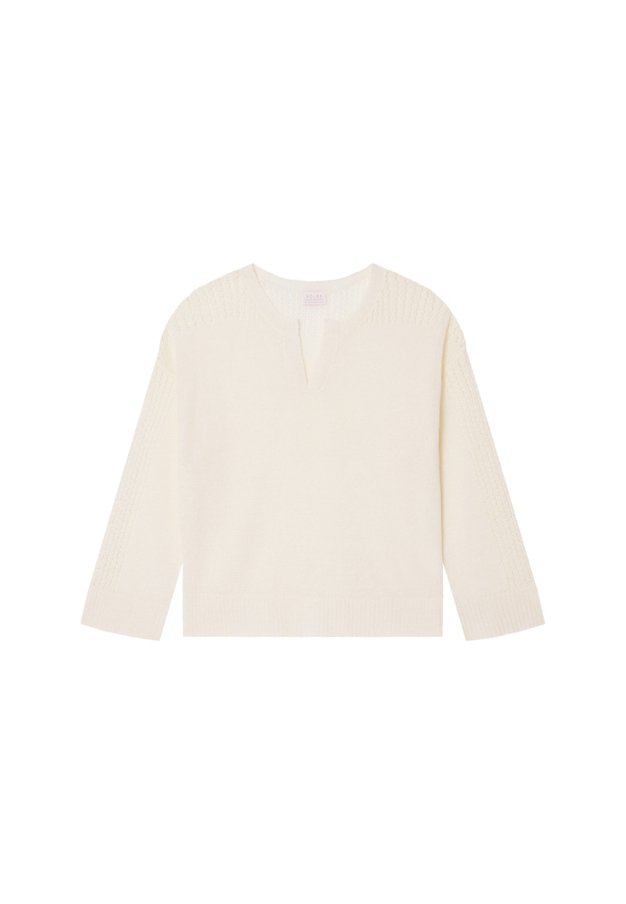 Weitgeschnittener Leinenpullover mit Cut-Out-Ärmeln - Molene