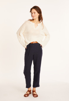 Weitgeschnittener Leinenpullover mit Cut-Out-Ärmeln - Molene