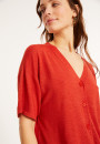 Knopfleiste-T-Shirt aus Flammenleinen - Maddie