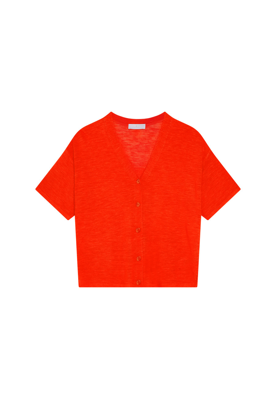Knopfleiste-T-Shirt aus Flammenleinen - Maddie