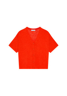 Knopfleiste-T-Shirt aus Flammenleinen - Maddie