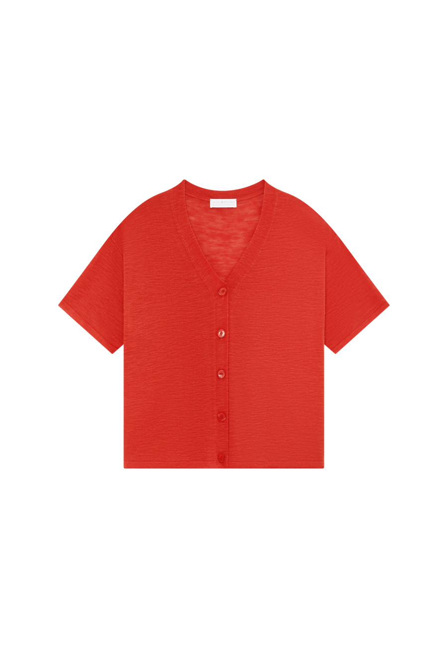 Knopfleiste-T-Shirt aus Flammenleinen - Maddie