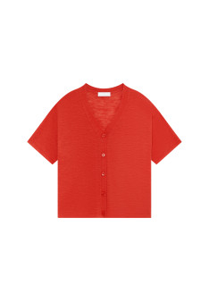 Knopfleiste-T-Shirt aus Flammenleinen - Maddie