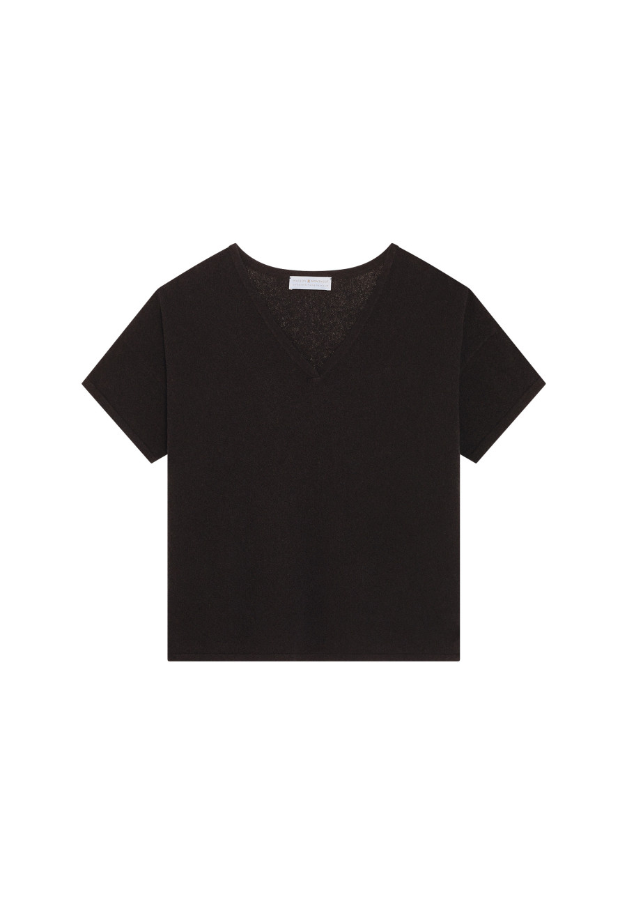 Lockeres T-Shirt mit V-Ausschnitt aus gebürsteter Baumwolle - Maden