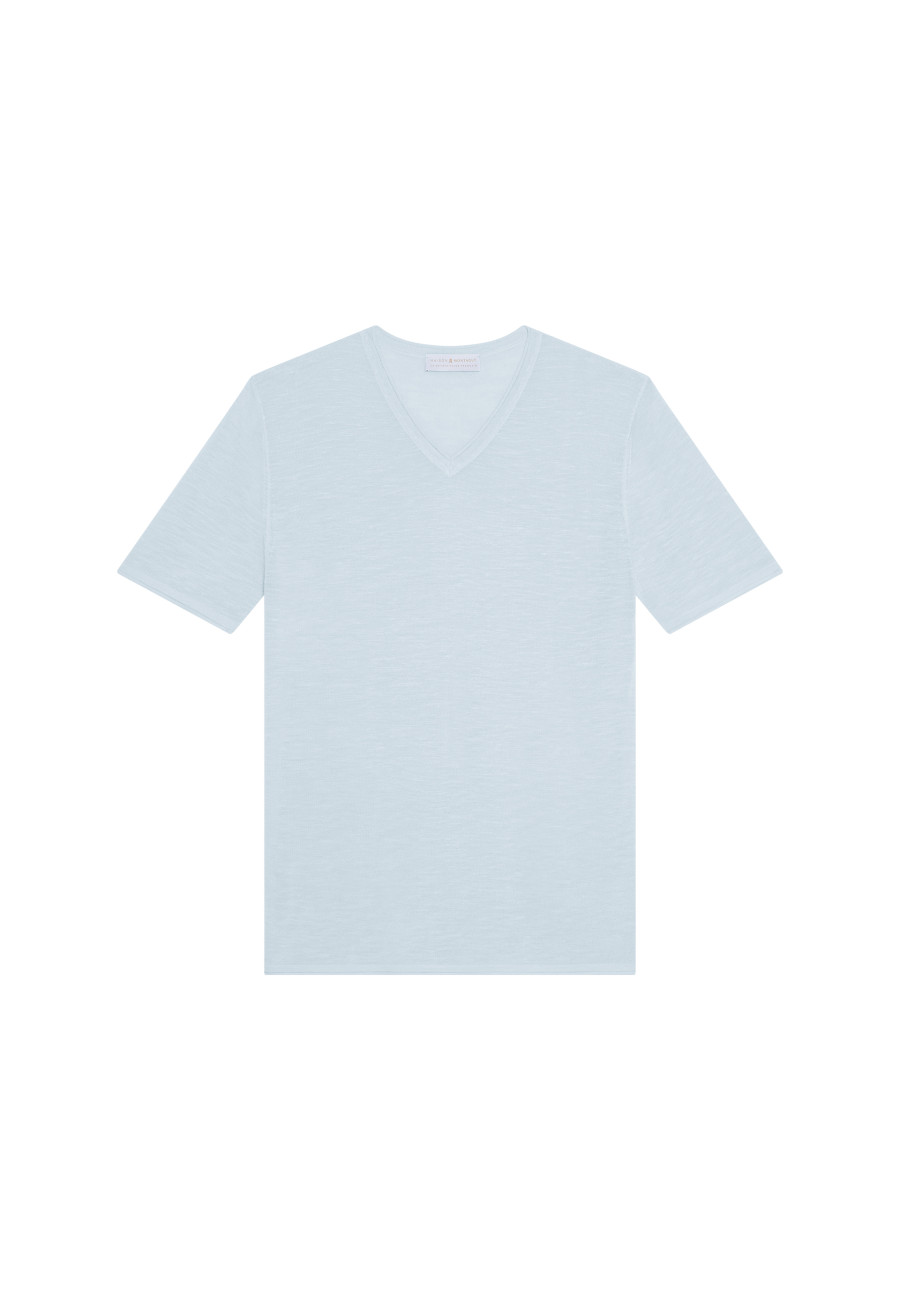 Slub Leinen V-Ausschnitt T-Shirt - Reuben