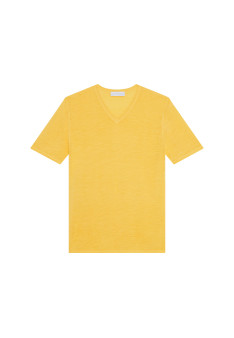 Slub Leinen V-Ausschnitt T-Shirt - Reuben
