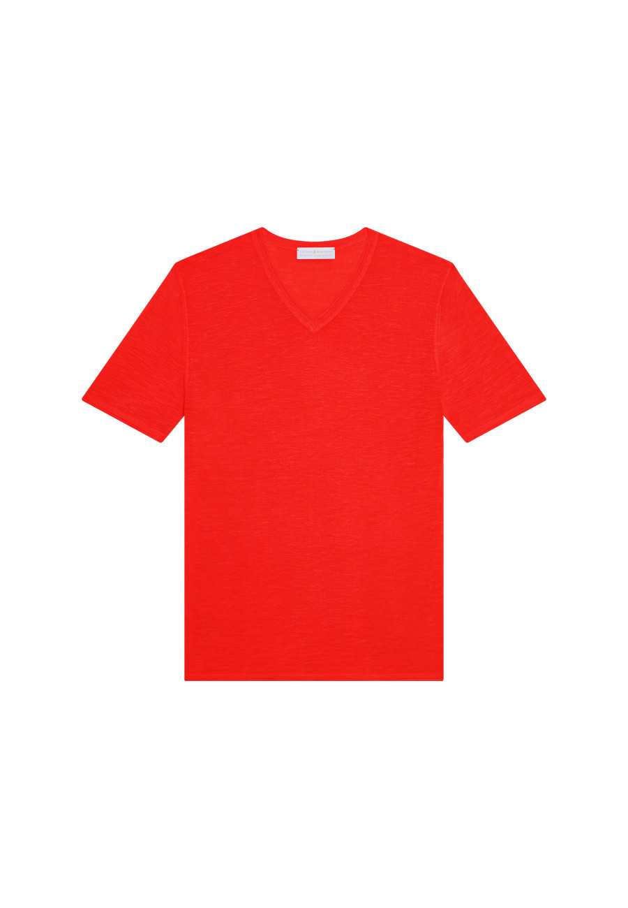 Slub Leinen V-Ausschnitt T-Shirt - Reuben