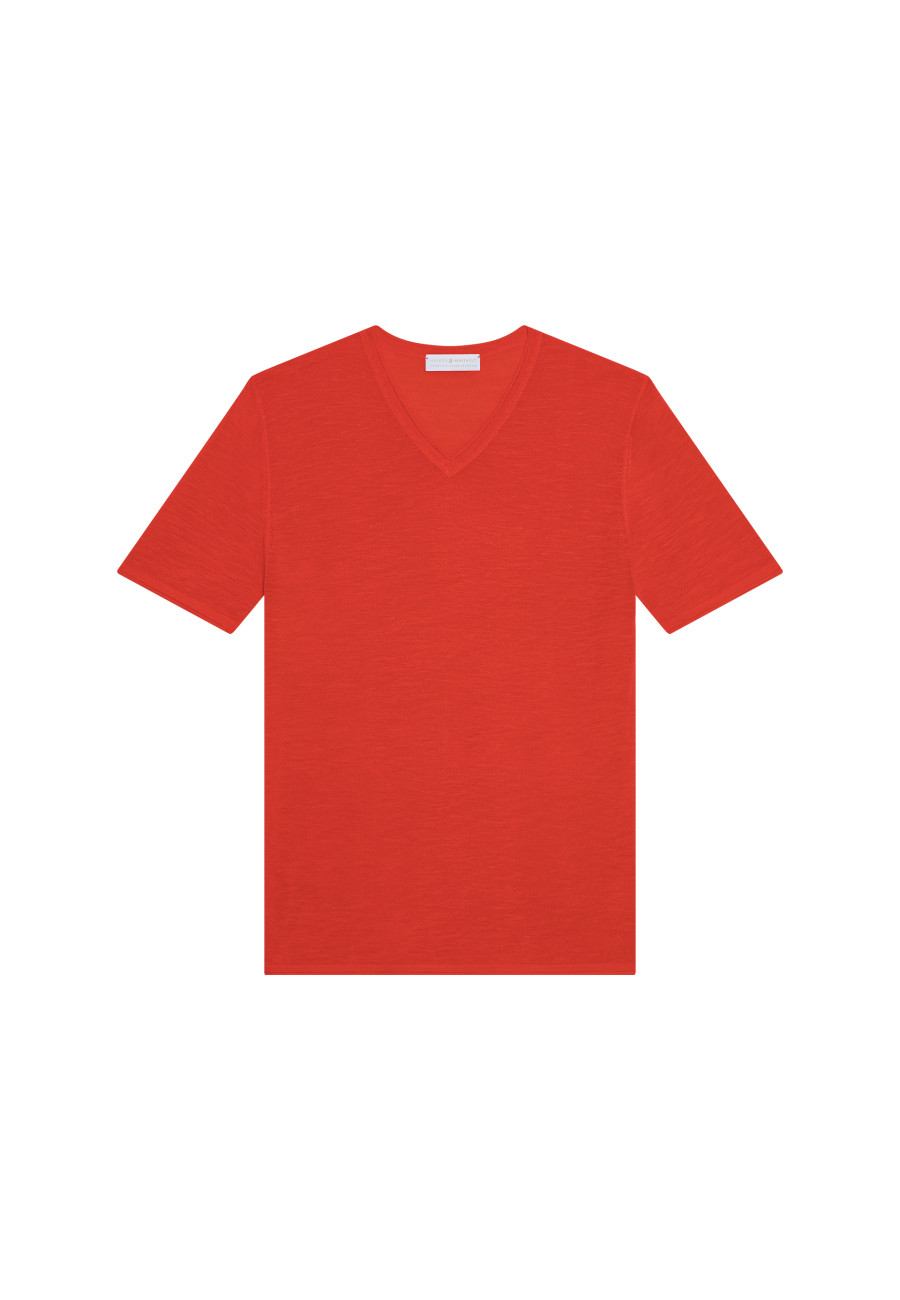 Slub Leinen V-Ausschnitt T-Shirt - Reuben