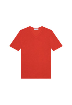 Slub Leinen V-Ausschnitt T-Shirt - Reuben