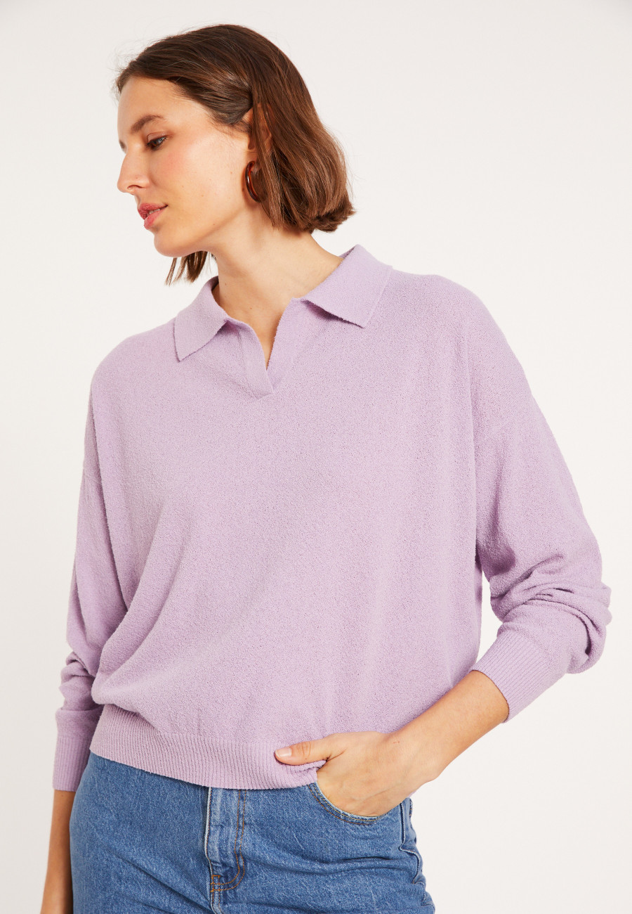 Das Langarm-Poloshirt aus gebürsteter Baumwolle - Melvina.