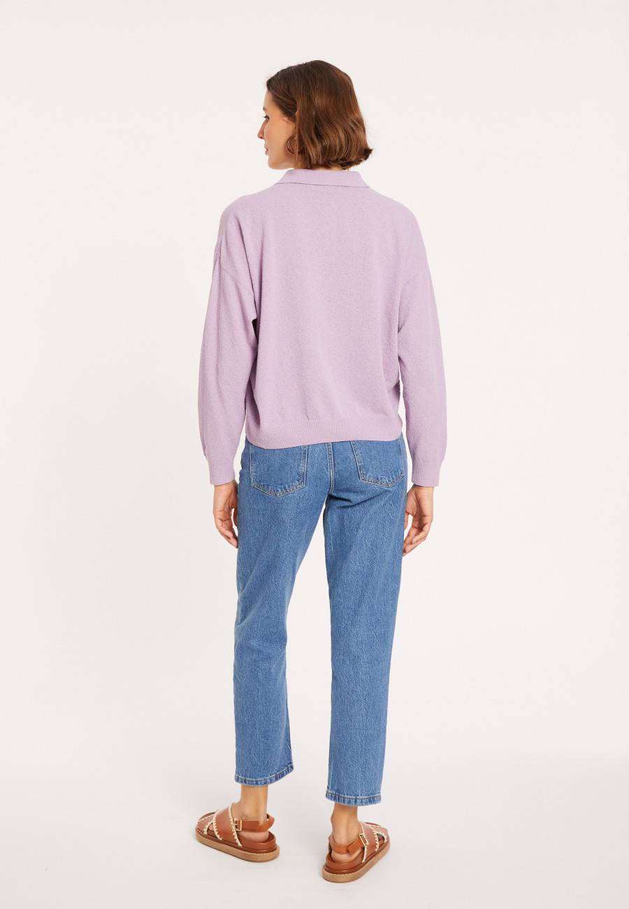 Das Langarm-Poloshirt aus gebürsteter Baumwolle - Melvina.
