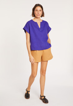 Kurzarm-Leinenbluse - Virginie