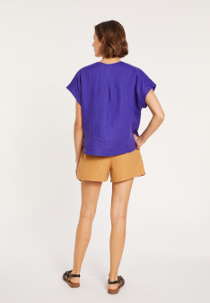 Kurzarm-Leinenbluse - Virginie