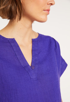Kurzarm-Leinenbluse - Virginie