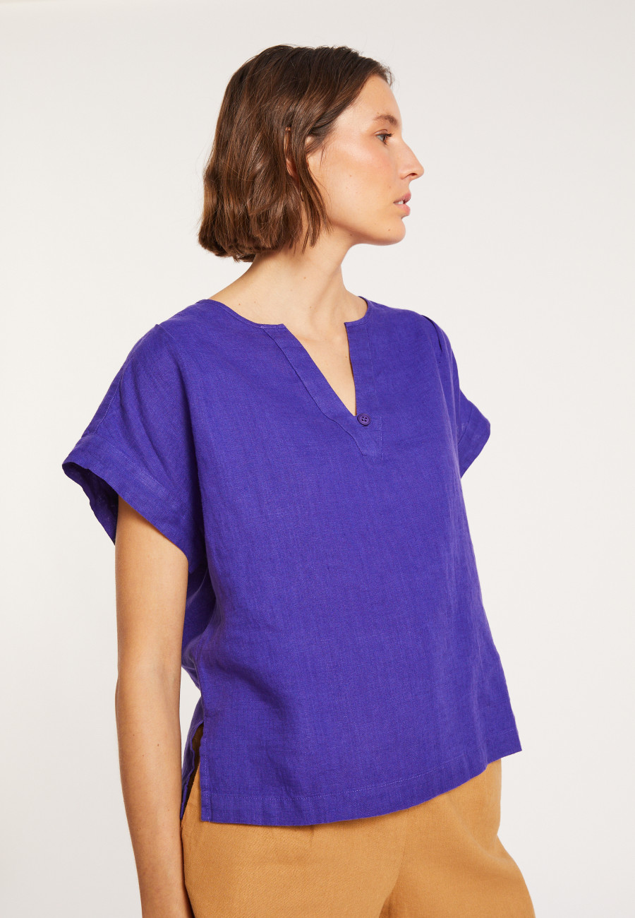 Kurzarm-Leinenbluse - Virginie