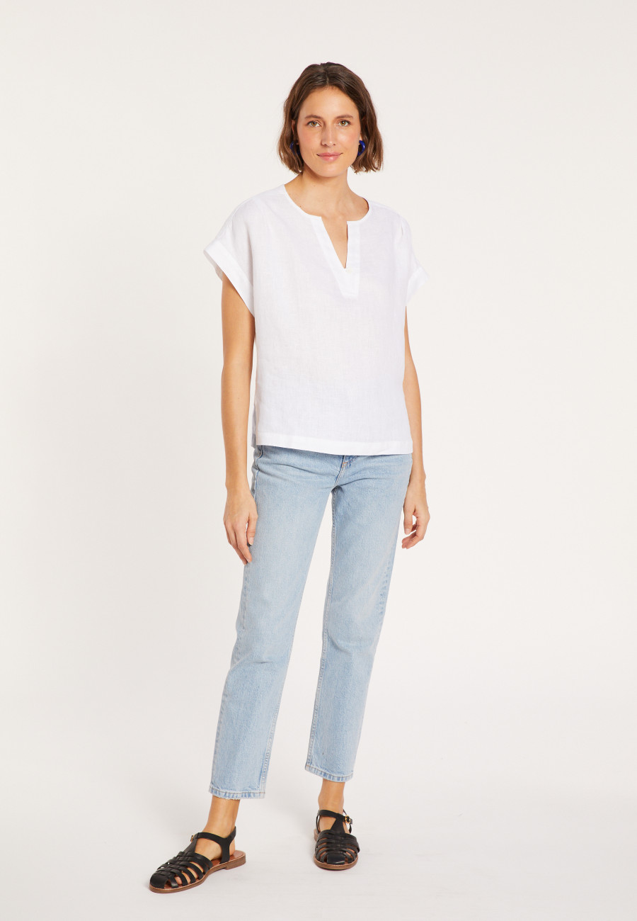 Kurzarm-Leinenbluse - Virginie