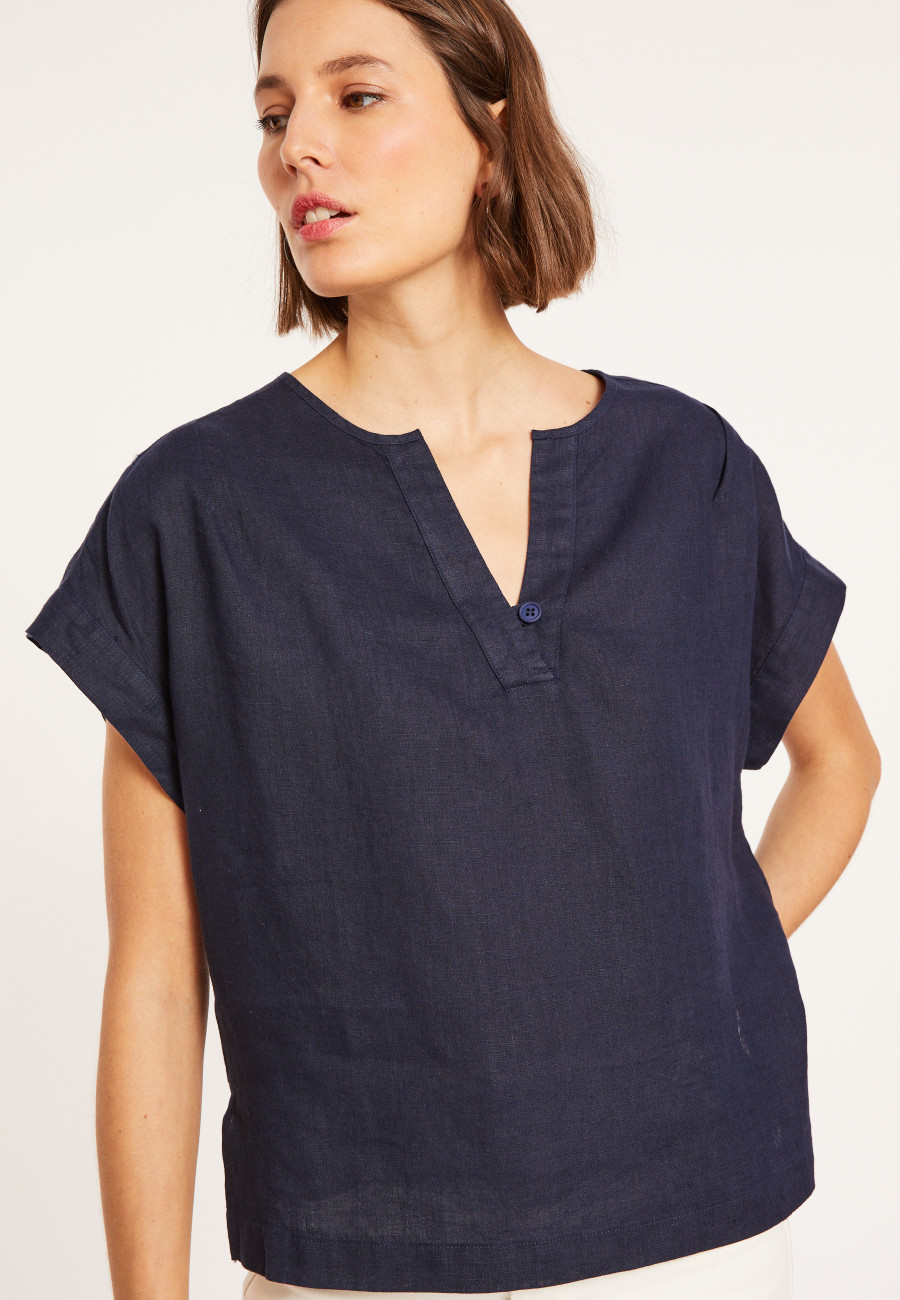 Kurzarm-Leinenbluse - Virginie