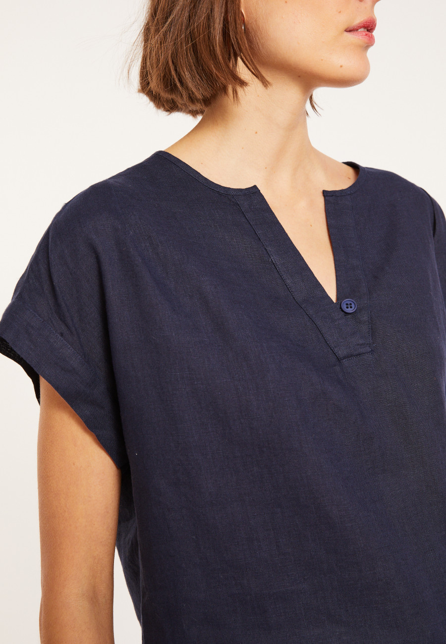Kurzarm-Leinenbluse - Virginie