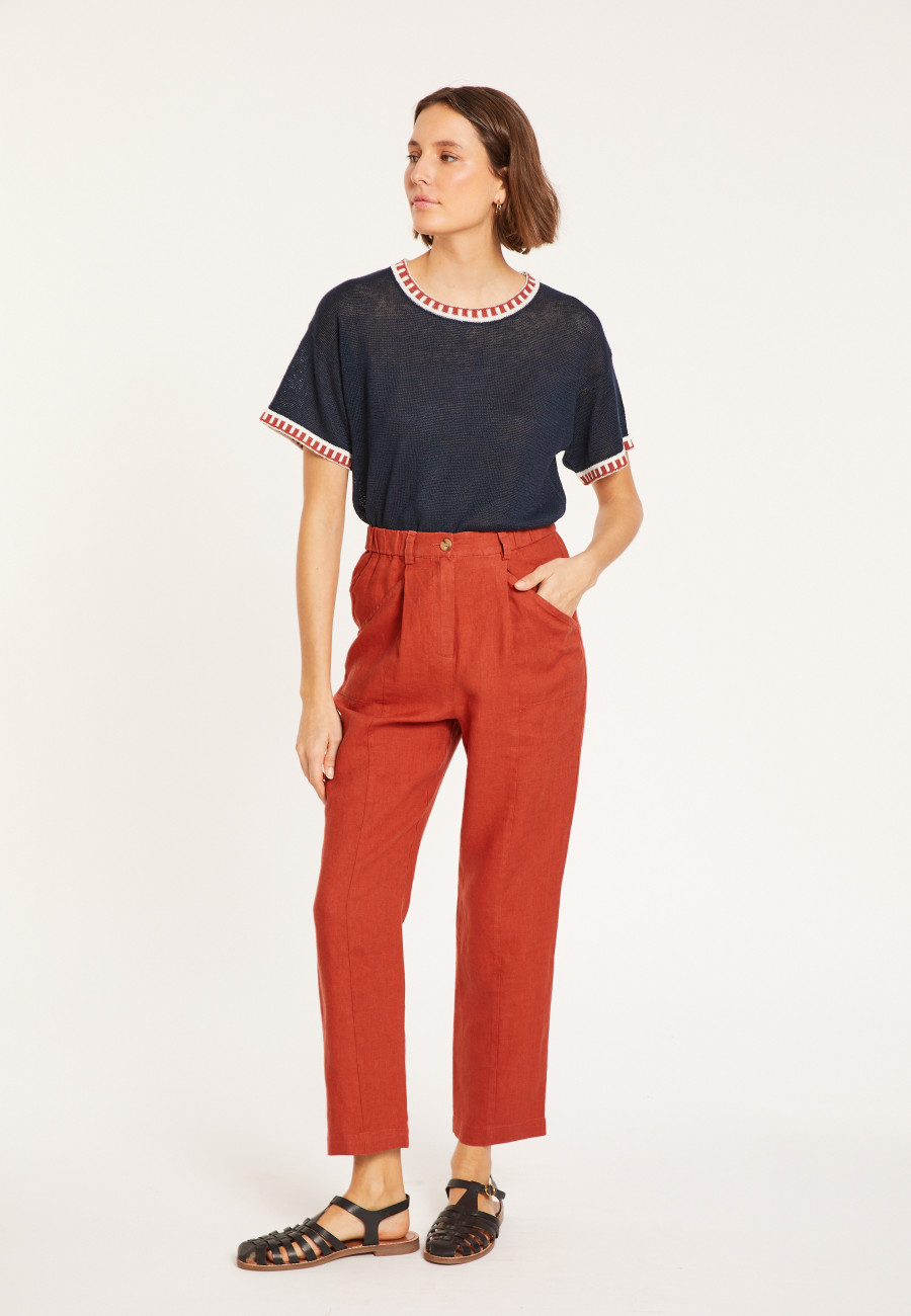 Pantalon mit Leistentaschen aus Leinen - Victoire