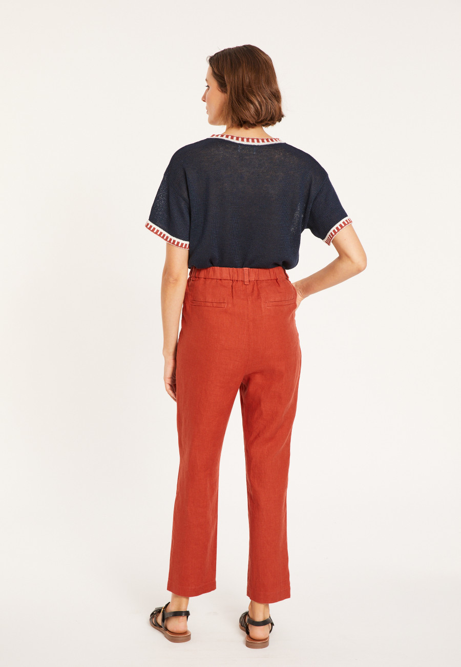 Pantalon mit Leistentaschen aus Leinen - Victoire