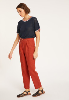 Pantalon mit Leistentaschen aus Leinen - Victoire