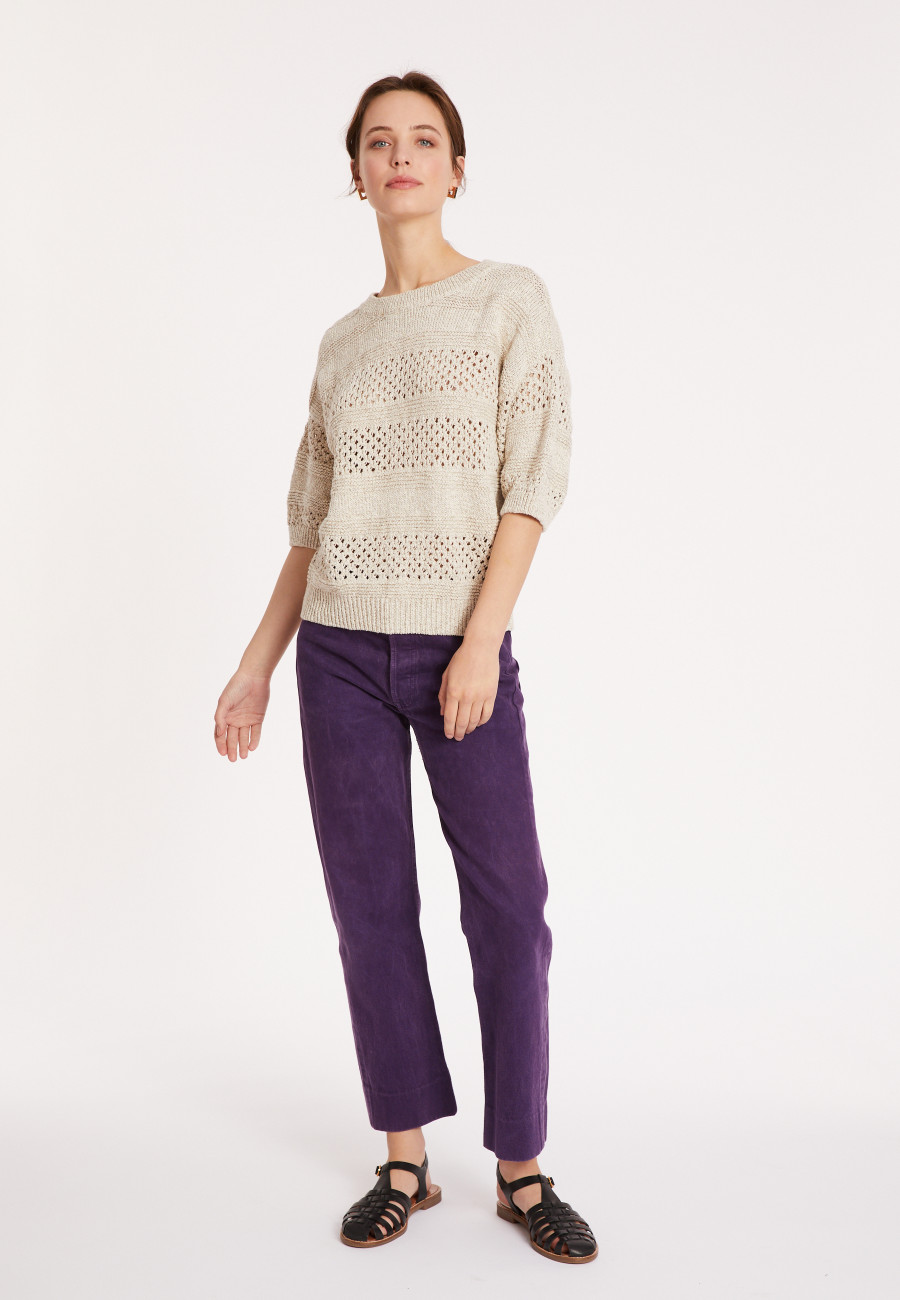 Durchbrochene Strickjacke aus Baumwolle und Leinen - Maylisse
