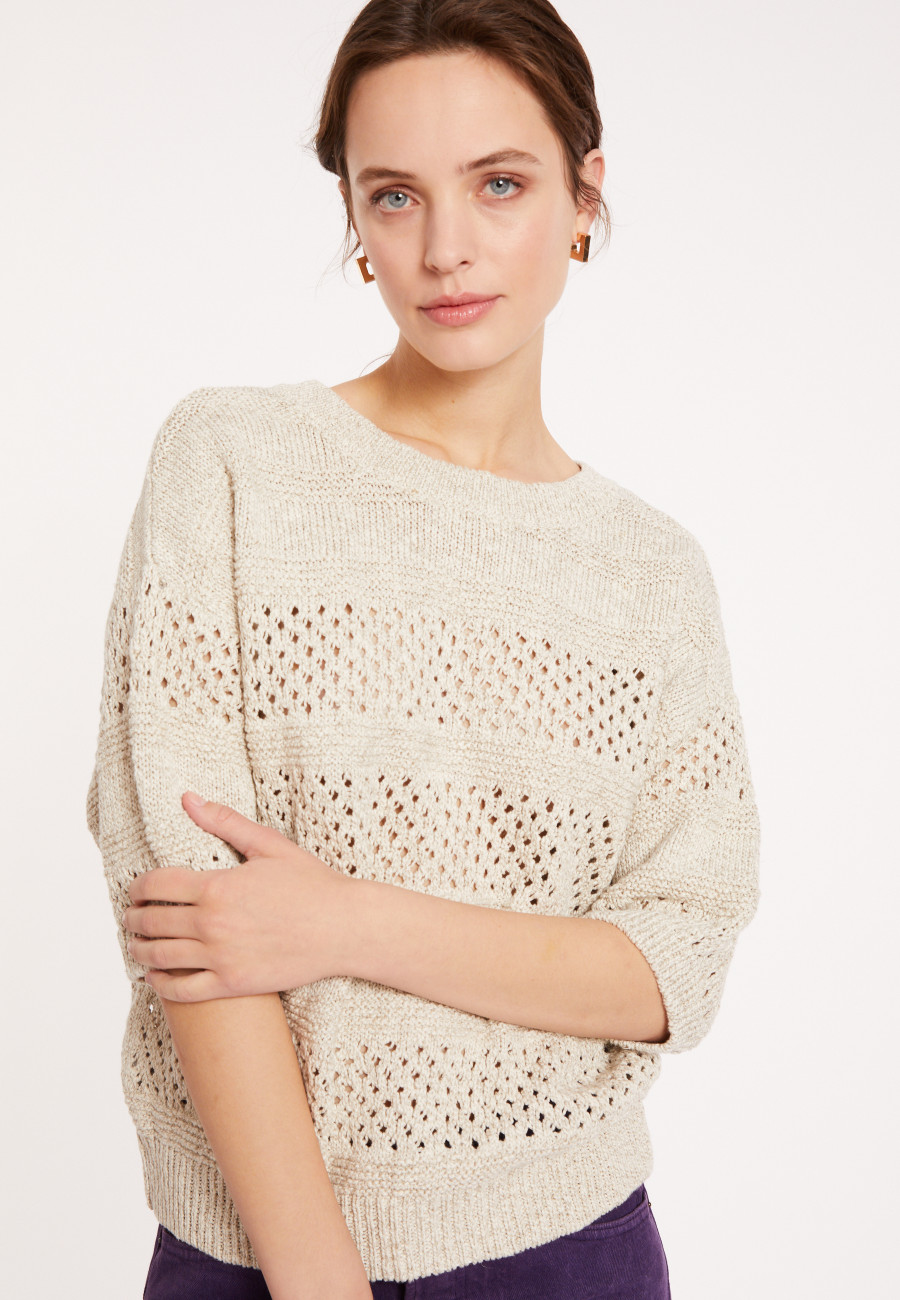 Durchbrochene Strickjacke aus Baumwolle und Leinen - Maylisse
