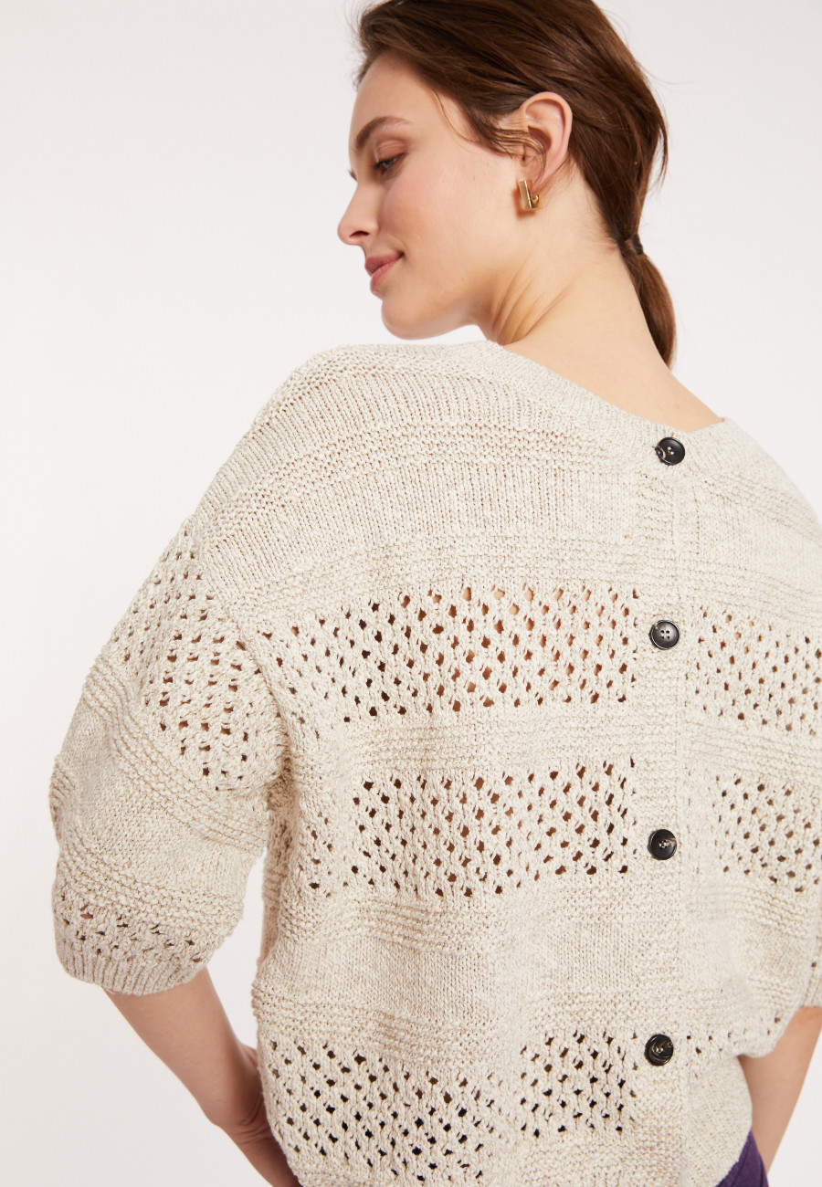 Durchbrochene Strickjacke aus Baumwolle und Leinen - Maylisse