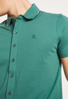 BACCARAT CHEMISE EN  JERSEY UNI ET BORD BICOLORE
