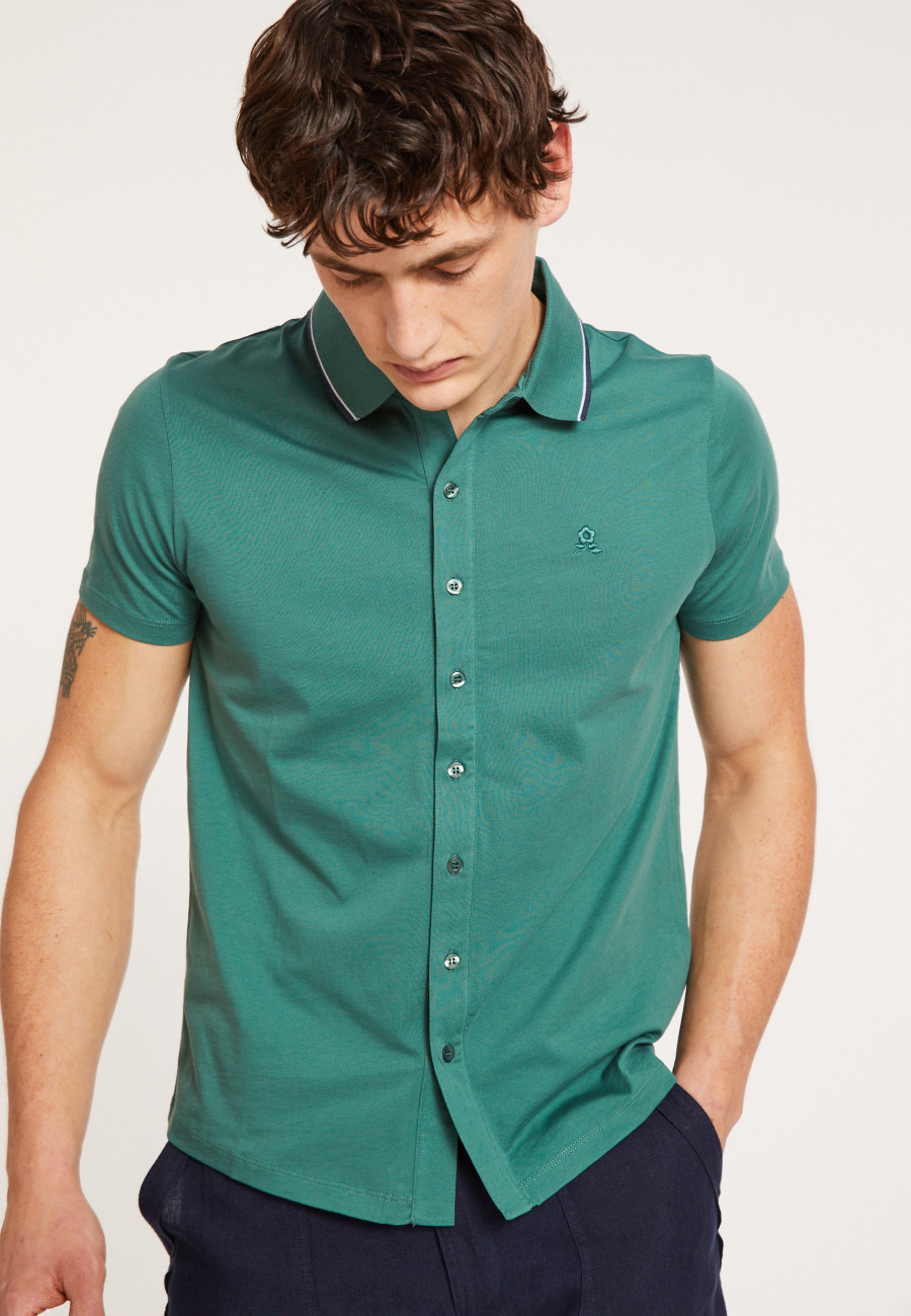 BACCARAT CHEMISE EN  JERSEY UNI ET BORD BICOLORE