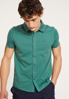 BACCARAT CHEMISE EN  JERSEY UNI ET BORD BICOLORE