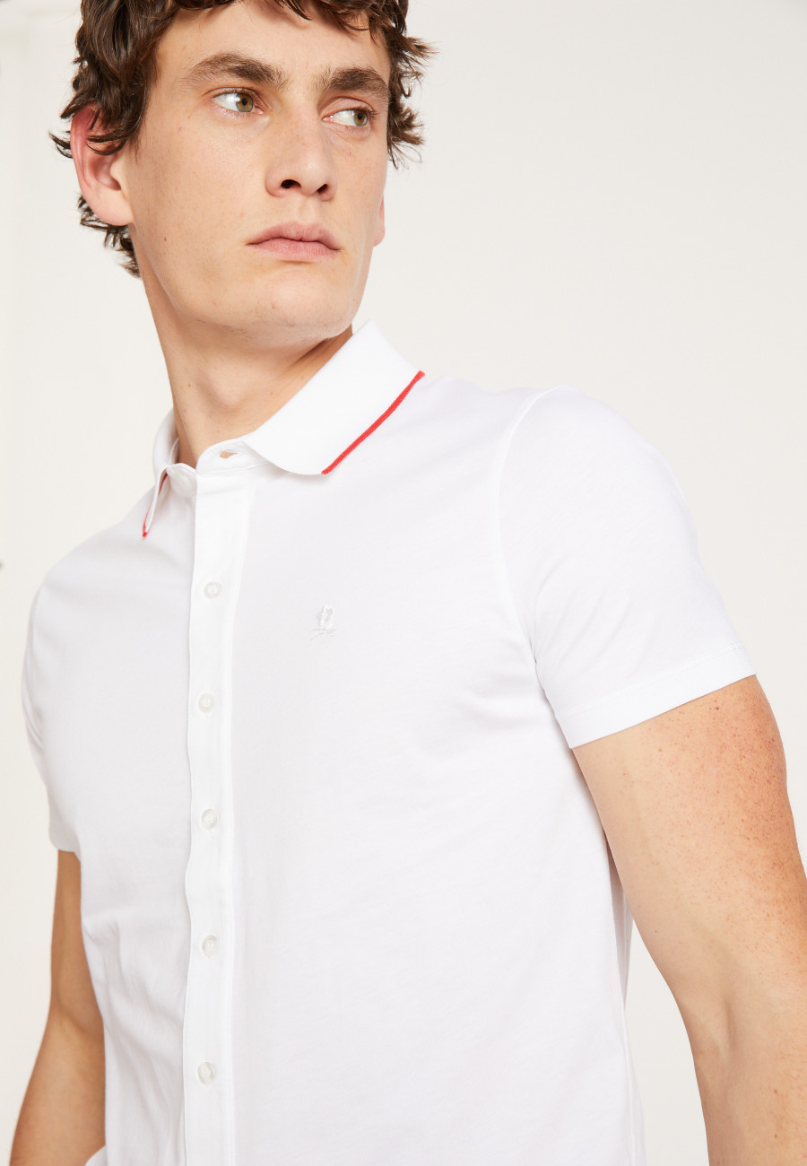 BACCARAT CHEMISE EN  JERSEY UNI ET BORD BICOLORE