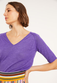 T-Shirt mit Ellbogenärmeln aus Flammleinen - Bonbon