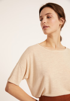 T-Shirt mit Ellenbogenärmeln aus Flammenleinen - Taslim