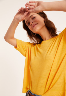T-Shirt mit Ellenbogenärmeln aus Flammenleinen - Taslim