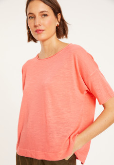 T-Shirt mit Ellenbogenärmeln aus Flammenleinen - Taslim