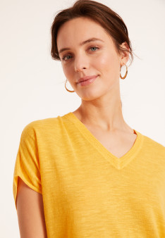 Lockeres T-Shirt mit V-Ausschnitt aus Flammenleinen - Marra