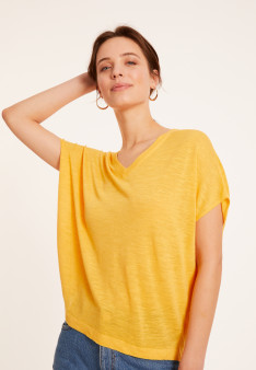 Lockeres T-Shirt mit V-Ausschnitt aus Flammenleinen - Marra