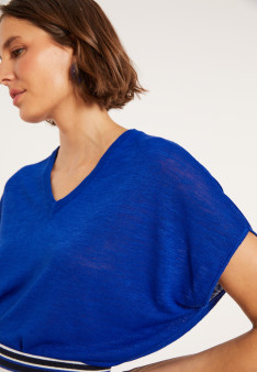 Lockeres T-Shirt mit V-Ausschnitt aus Flammenleinen - Marra