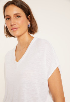 Lockeres T-Shirt mit V-Ausschnitt aus Flammenleinen - Marra