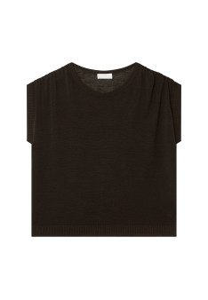 T-Shirt aus Flammenleinen mit Schulterverengung - Marine