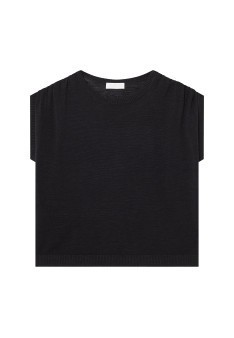T-Shirt aus Flammenleinen mit Schulterverengung - Marine