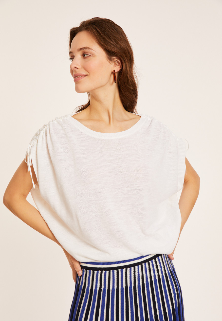 T-Shirt aus Flammenleinen mit Schulterverengung - Marine