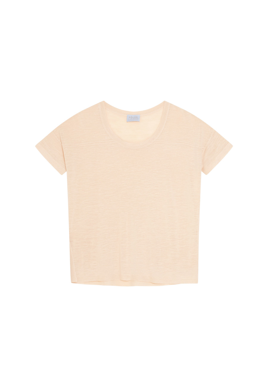 Locker sitzendes Rundhals-T-Shirt aus Flammenleinen - Pavot