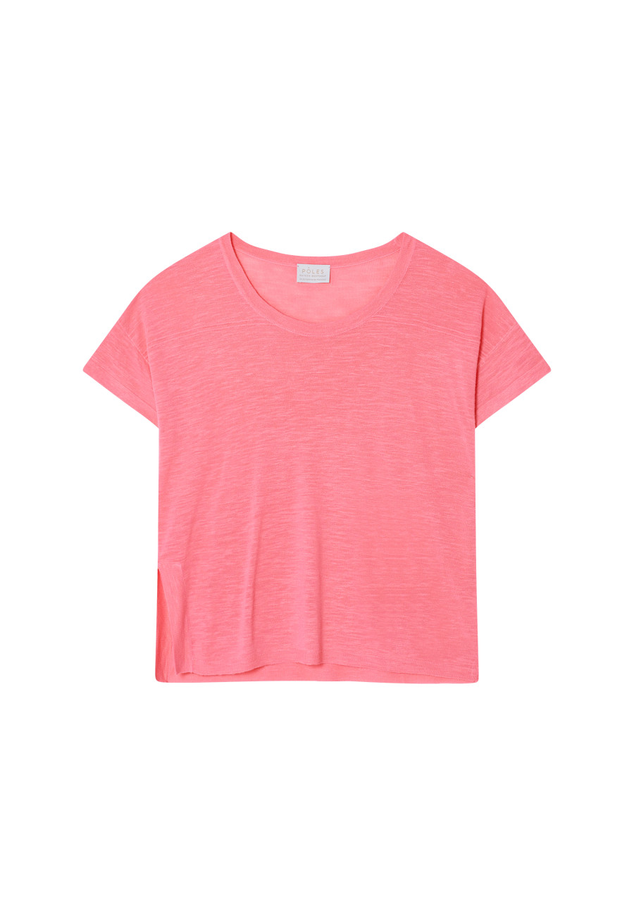 Locker sitzendes Rundhals-T-Shirt aus Flammenleinen - Pavot