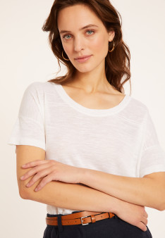 Locker sitzendes Rundhals-T-Shirt aus Flammenleinen - Pavot