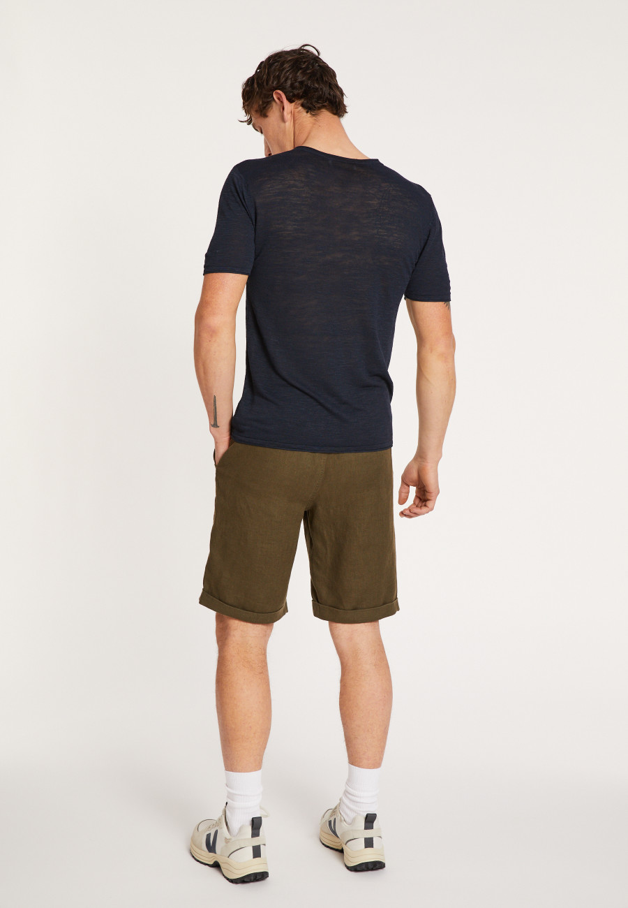 Slub Leinen V-Ausschnitt T-Shirt - Reuben